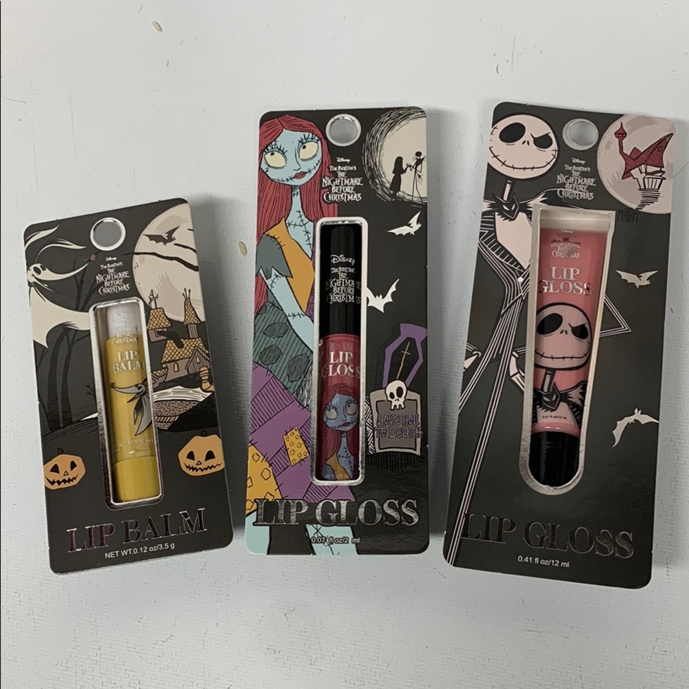 Disney Nightmare Before Christmas Lip Balm & Gloss Set - Sally, Jack and Zero